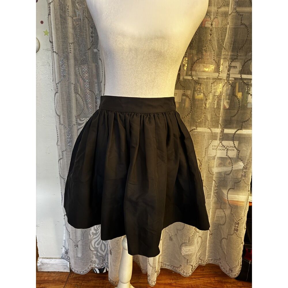 Kate Spade New York Pleated Mini Skirt Black Cotton Silk Size 0 Full A Line - Picture 5 of 6
